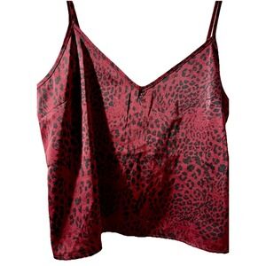 Leopard Print Crop Cami S Wine & Black Spaghetti Straps  Dark Romance Layering
